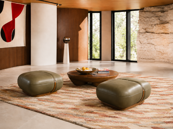 Pouf Carré Cuir Olive